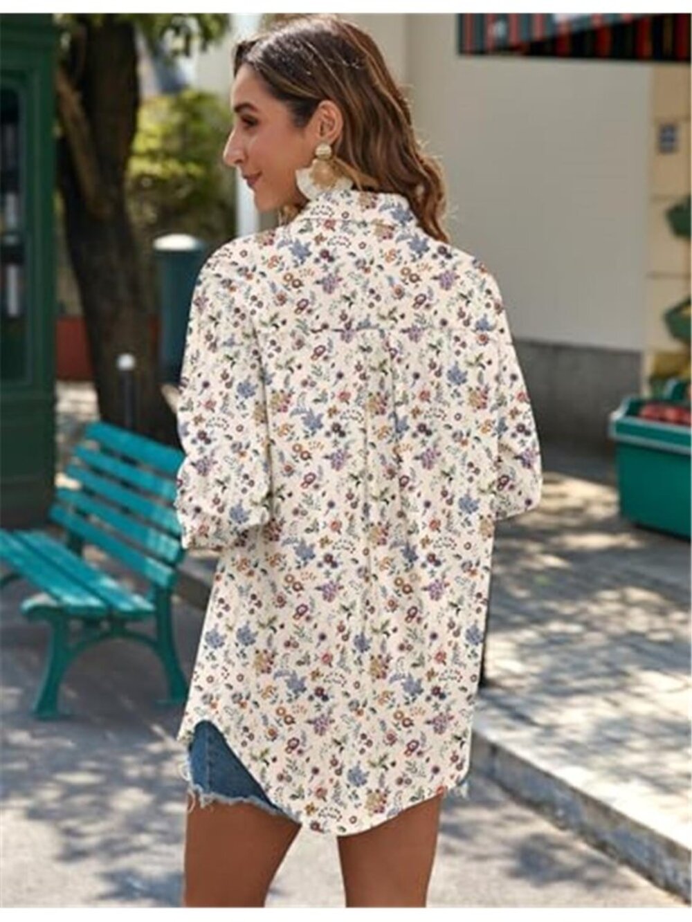 Women's Button Down Shirts Long Sleeve Cotton Gauze Top Collared Blouse - Picture 6 of 6